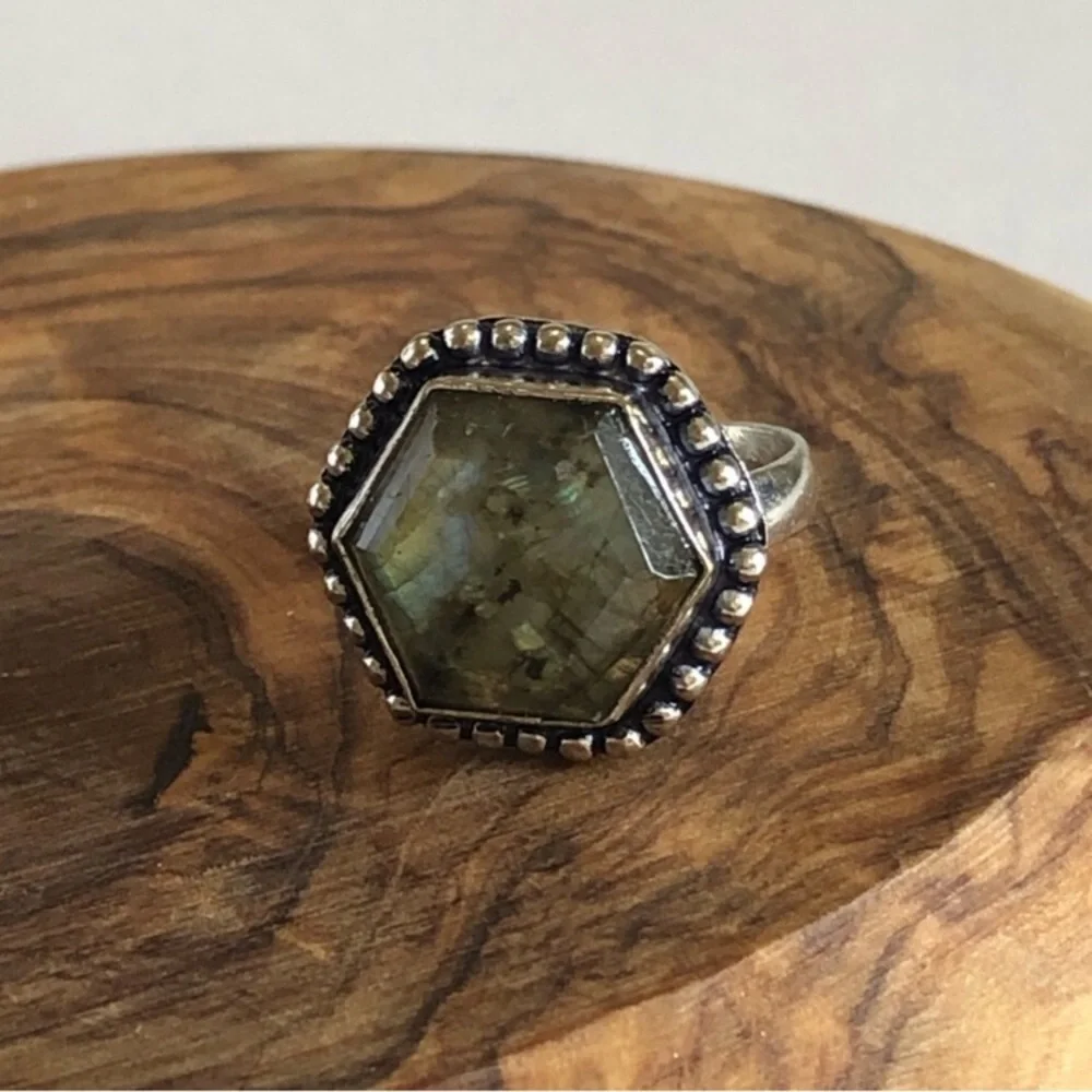 Labradorite Silver Plated Ring
